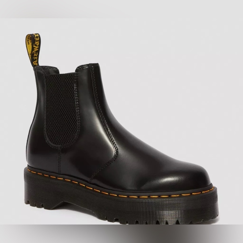 Dr. Martens 2976 Quad Polished Smooth Leather Platform Chelsea Boots W 11 M 10 - Picture 3 of 6